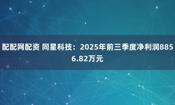 配配网配资 同星科技：2025年前三季度净利润8856.82万元